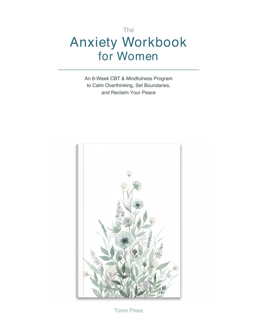 Cover of The Anxiety Workbook for Women — watercolour wildflowers on a white field.
